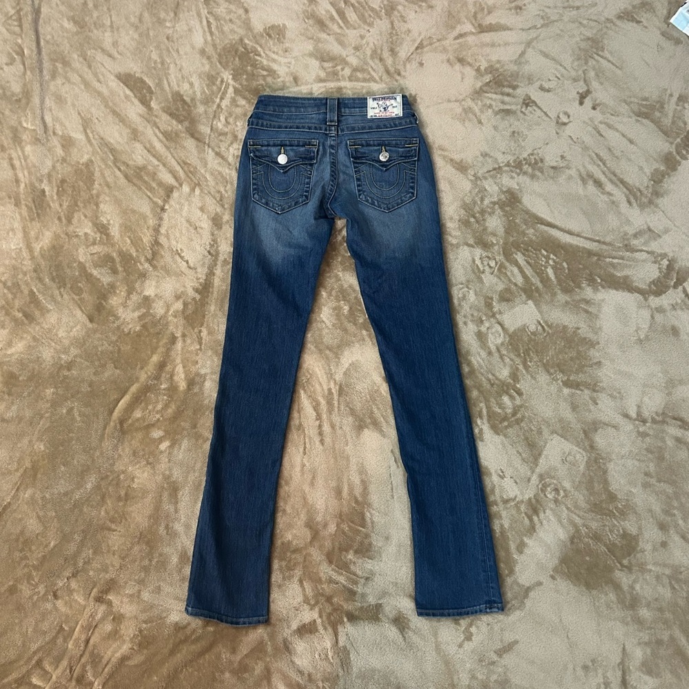 True Religion Section Slim Straight Jeans Size 24 Dark Wash Flap Pocket - Picture 6 of 10
